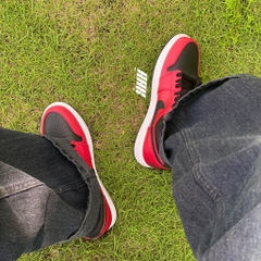 NIKE JORDAN 1 LOW REVERSE BRED PEBBLED SWOOSH - 553558 605