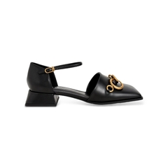 CHARLES&KEITH CHAIN LINK SQUARE TOE- PUMPS IN BLACK / BLACK - (CK1 60900154)