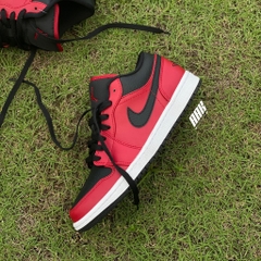 NIKE JORDAN 1 LOW REVERSE BRED PEBBLED SWOOSH - 553558 605