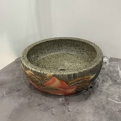 Chậu Gốm Hoa Đỏ Chấm Tiêu Đen