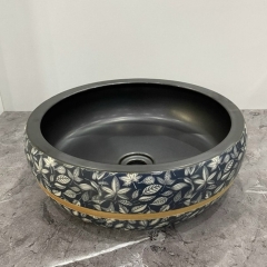 Chậu Gốm Lá Xanh Than 096