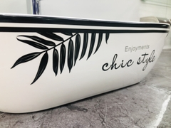 Chậu Sứ Viền Đen Lá Trúc 328