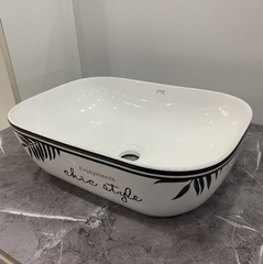 Chậu Sứ Viền Đen Lá Trúc 328