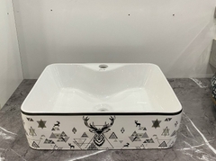 Chậu Sứ Vuông Tuần Lộc