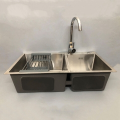 CB Chậu rửa bát 2 hố lệch 8245L + Vòi bếp N-L OB214