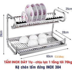 Kệ Bát Đĩa 2 Tầng Đứng Inox 304 - KBD_02_60