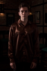 SILKY SHIRT/Brown