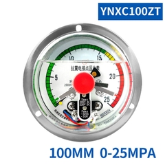 Đồng hồ áp suất tiếp điểm điện 3 kim có dầu YNXC100ZT 25MPa
