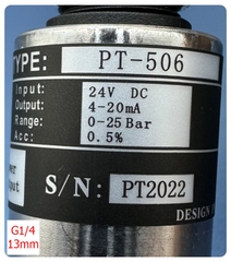 Cảm biến áp suất PT-506 10Bar, 16Bar, 25Bar – Ngõ ra 4-20mA, nguồn 24VDC