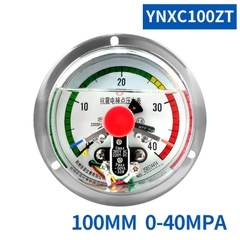 Đồng hồ áp suất tiếp điểm điện 3 kim có dầu YNXC100ZT 40MPa