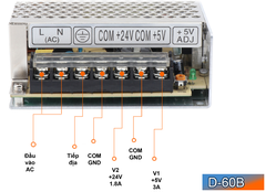 Bộ nguồn 2 đầu ra 5V 24V Meanwell D-60B