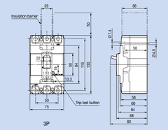 MCCB 3 Pha (ABS Series) - ABS33c, ABS53c, ABS103c, ABS203c, ABS403c, ABS803c