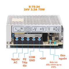 Nguồn tổ ong Meanwell S-75-24 (24VDC 3.2A 75W)