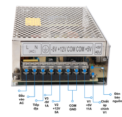 Nguồn 3 đầu ra Meanwell T-120A (5V 12V -5V)