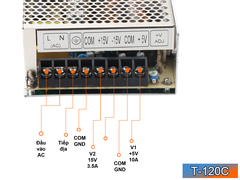 Nguồn 3 đầu ra Meanwell T-120C (5V 15V -15V)