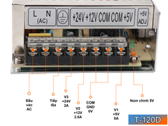 Nguồn 3 đầu ra Meanwell T-120D (5V 12V 24V)