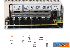 Nguồn 3 đầu ra Meanwell T-60A (5V 12V -5V)