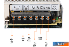 Nguồn 3 đầu ra Meanwell T-60B (5V 12V -12V)