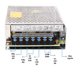 Nguồn 3 đầu ra Meanwell T-60C (5V 15V -15V)