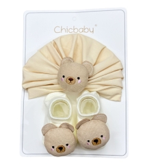 Set mũ turban kèm tất thú Chicbaby