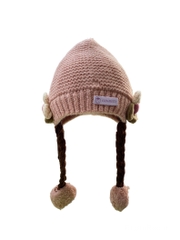 Mũ len trùm tai đính quả