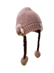 Mũ len trùm tai đính quả