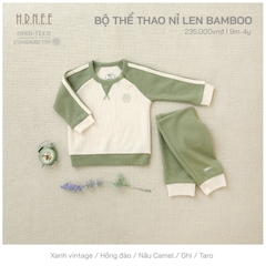 Bộ thể thao nỉ len Bamboo Xanh HRNEE