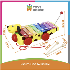 Đồ chơi đàn gỗ kết hợp xe kéo hình cún Toyshouse 1152