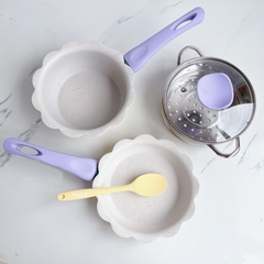Bộ nồi chảo đá hoa tím okby