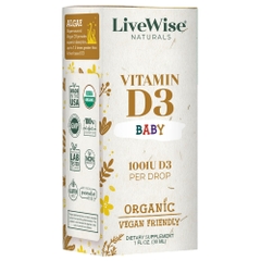 Vitamil D3 hữu cơ Livewise Mỹ dạng nhỏ giọt (0 tháng+)