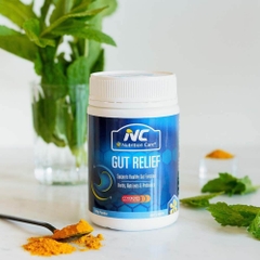 Tinh bột nghệ Nutrition Care Gut Relief giúp chống đầy hơi, khó tiêu cho dạ dày.