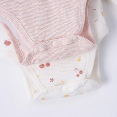 Set 2 bodysuit dài tay hồng trắng