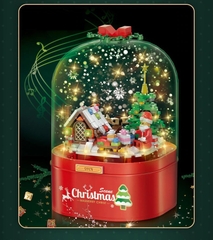 Bộ ghép hình hộp quà Noel phun tuyết kèm nhạc