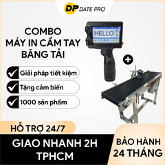 Máy in phun date công nghiệp +  băng chuyền