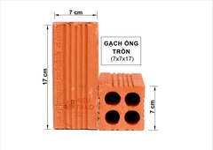 Gạch Xây Dựng Tuynel 4 Lỗ Ống Tròn Loại A (7x17)