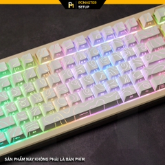 Keycaps xuyên led vân Topographic 4.0 Trắng 97 nút (PBT/2shot/Profile Cherry)