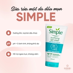 Gel Rửa Mặt Simple 150ml Gel Wash (3 dòng)