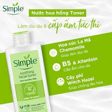 Nước Hoa Hồng Simple Làm Dịu Da & Cấp Ẩm 200ml Kind to Skin Soothing Facial Toner