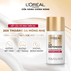 Kem Chống Nắng L'Oreal Paris X20 Thoáng Da Mỏng Nhẹ 50ml UV Defender Serum Invisible Fluid SPF50+ PA++++