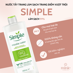 Nước Tẩy Trang Simple Làm Sạch Trang Điểm 200ml Kind To Skin Micellar Cleansing Water