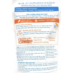 Kem Chống Nắng Vật Lý Dành Cho Da Nhạy Cảm SENKA Perfect UV Gentle Milk SPF 50+ PA++++ 40ml