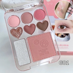 Bảng Phấn Mắt Và Má 8 Ô Gogo Tales Stick Sweet Heart Powder Blusher Eyeshadow Palette G01 9.5g