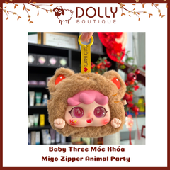 Gấu Bông Baby Three Migo Zipper Animal Party Móc Khóa ( Bữa Tiệc Động Vật )  [ Giao theo phân mục đã unbox]