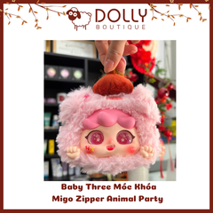 Gấu Bông Baby Three Migo Zipper Animal Party Móc Khóa ( Bữa Tiệc Động Vật )  [ Giao theo phân mục đã unbox]