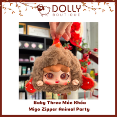 Gấu Bông Baby Three Migo Zipper Animal Party Móc Khóa ( Bữa Tiệc Động Vật )  [ Giao theo phân mục đã unbox]