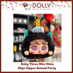 Gấu Bông Baby Three Migo Zipper Animal Party Móc Khóa ( Bữa Tiệc Động Vật )  [ Giao theo phân mục đã unbox]