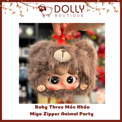 Gấu Bông Baby Three Migo Zipper Animal Party Móc Khóa ( Bữa Tiệc Động Vật )  [ Giao theo phân mục đã unbox]
