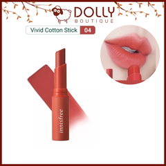 Son Thỏi Innisfree Vivid Cotton Stick - 04 Red Bean Pink