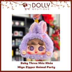 Gấu Bông Baby Three Migo Zipper Animal Party Móc Khóa ( Bữa Tiệc Động Vật )  [ Giao theo phân mục đã unbox]