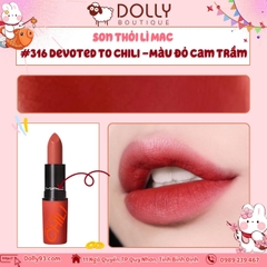 Son Thỏi Mac Chili’s Crew Powder Kiss Lipstick Rouge À Lèvres #316 Devoted To Chili (Màu Đỏ Cam Trầm) - 3g